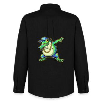 Green Street Frog with Gold Chain Dabbing - Men's Oxford Shirt by Stanley/Stella - black - Back - AI Model Male 185 dark (185cm)