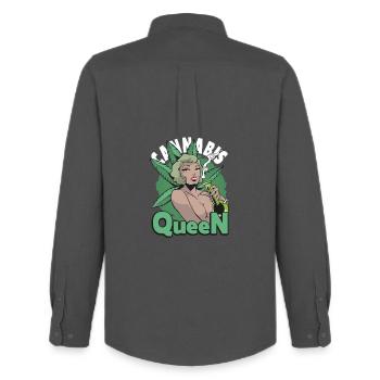Tenue de Reine du Cannabis - Chemise Oxford homme Stanley/Stella - charbon - Dos - AI Model Male 185 dark (185cm)