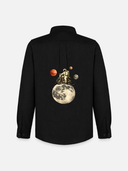 Astronaute à moto traverse la lune - Chemise Oxford homme Stanley/Stella - noir