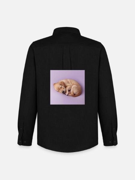 Sleeping Puppy on Lilac Background - Men's Oxford Shirt by Stanley/Stella - black