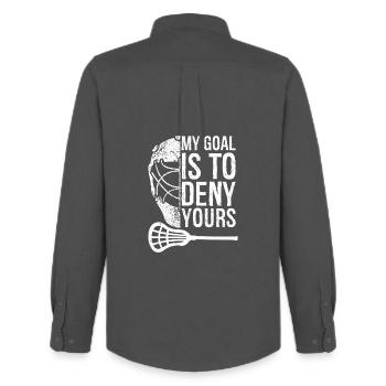 Lacrosse Lax My Goal is to Deny Yours Men Boys - Men's Oxford Shirt by Stanley/Stella - anthracite - Back - AI Model Male 185 dark (185cm)