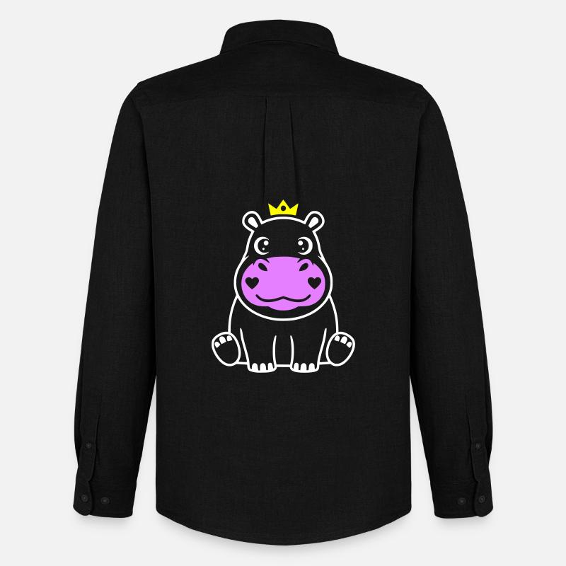 Nilpferd mit Krone Prinz Prinzessin - Männer Oxford Hemd von Stanley/Stella - Schwarz