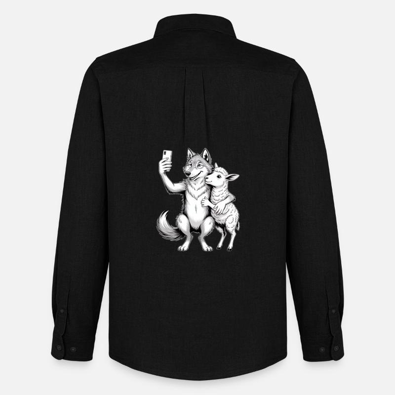 Wolf und Schaf  - Männer Oxford Hemd von Stanley/Stella - Schwarz