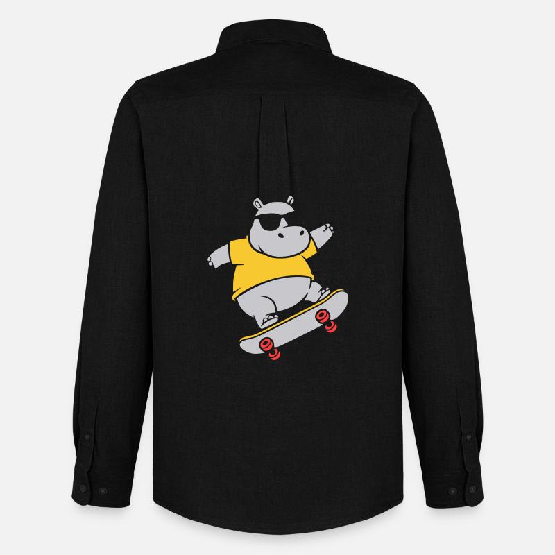 Cooles Nilpferd Skater Skateboard Vektor - Männer Oxford Hemd von Stanley/Stella - Schwarz