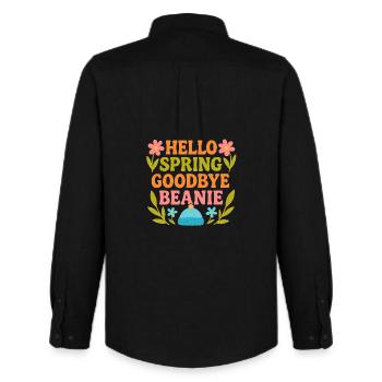 Bonjour Spring Goodbye Cap - Chemise Oxford homme Stanley/Stella - noir - Dos - AI Model Male 185 dark (185cm)