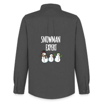 Snowman Expert - Männer Oxford Hemd von Stanley/Stella - Anthrazit - Hinten - AI Model Male 185 dark (185cm)