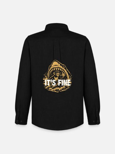 Its Fine Shark Monkey Graphic - Men's Oxford Shirt by Stanley/Stella - black