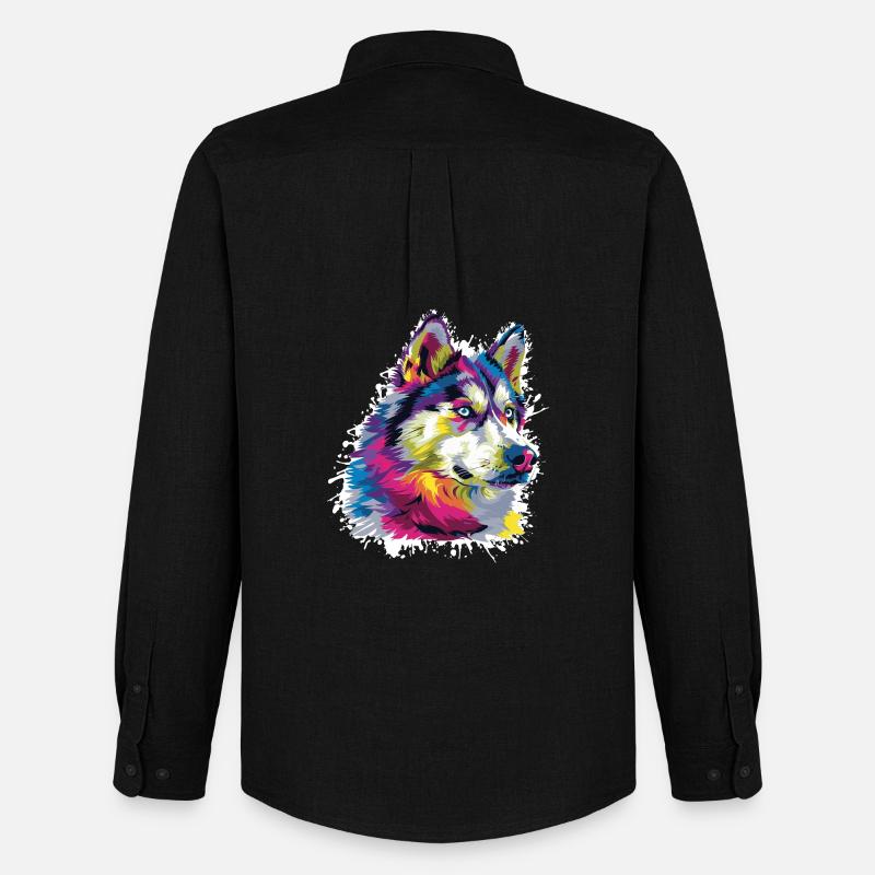 Wolf Tier Art - Männer Oxford Hemd von Stanley/Stella - Schwarz