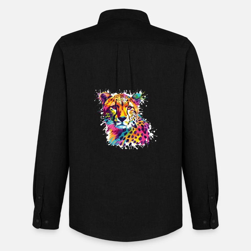 Gepard Leopard Graffiti - Männer Oxford Hemd von Stanley/Stella - Schwarz