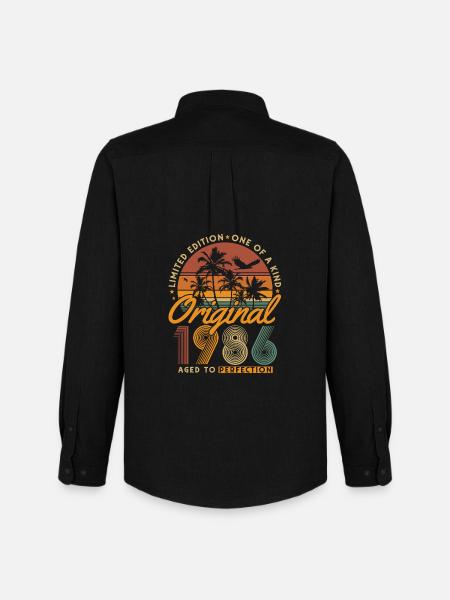 1986 Vintage Born 40-års fødselsdagsgave - Oxfordskjorte herre Stanley/Stella - sort