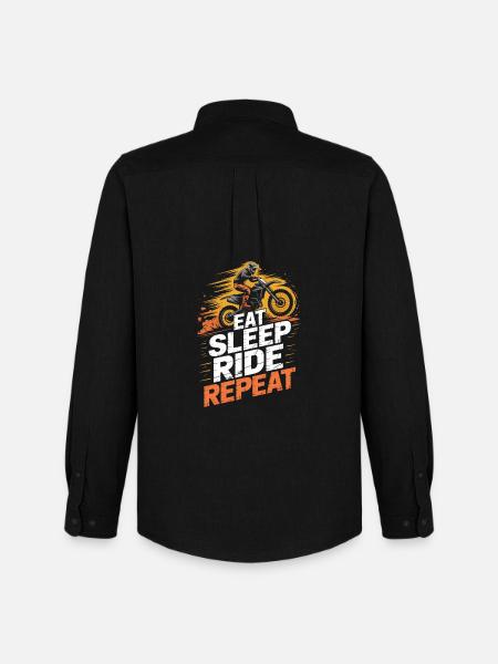 Dirt Biking Eat Sleep Ride Repeat - Men's Oxford Shirt by Stanley/Stella - black