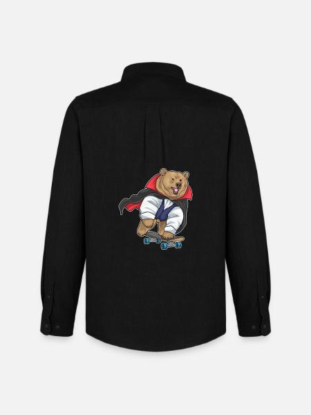 Bear Halloween Skateboard - Men's Oxford Shirt by Stanley/Stella - black