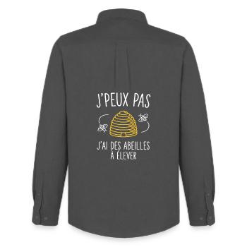I Can't I Bee Beekeeping Gift - Men's Oxford Shirt by Stanley/Stella - anthracite - Back - AI Model Male 185 dark (185cm)