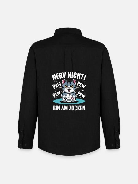 Courage Not I Gaming Cat Design - Chemise Oxford homme Stanley/Stella - noir