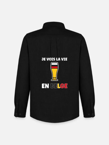 Belgian Life Stylized Beer Glass - Men's Oxford Shirt by Stanley/Stella - black