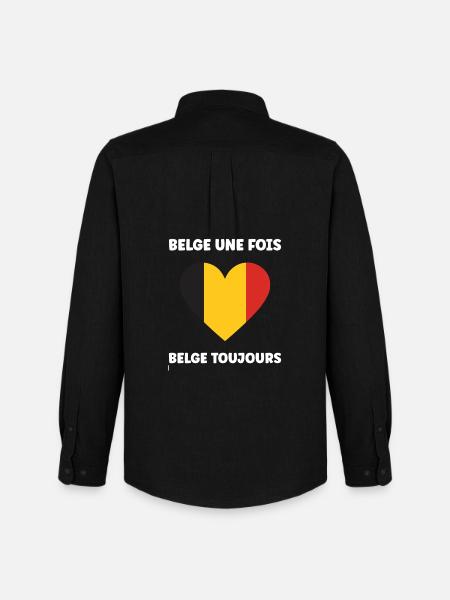 Belgische Herz-Trikolore - Männer Oxford Hemd von Stanley/Stella - Schwarz