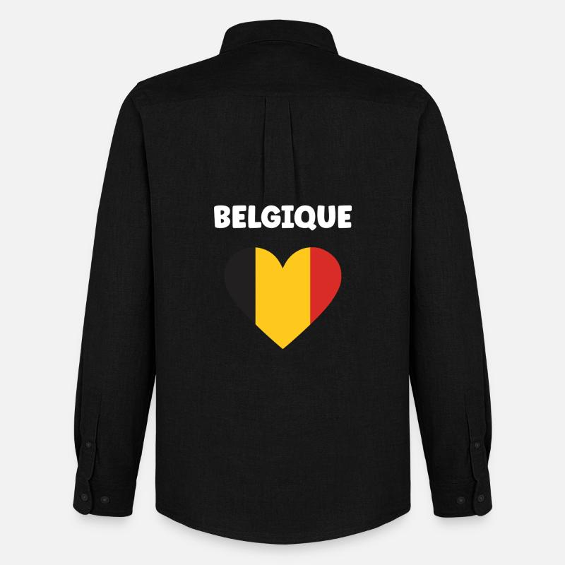 Belgische Herz-Trikolore - Männer Oxford Hemd von Stanley/Stella - Schwarz