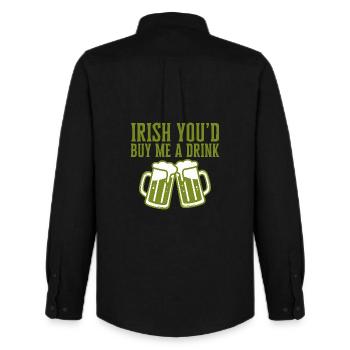 Irish You'd Buy Me a Drink Funny Quote - Men's Oxford Shirt by Stanley/Stella - black - Back - AI Model Male 185 dark (185cm)