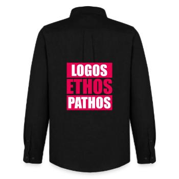 Logos Ethos Pathos Rhétorique Étudiant en Philosophie - Chemise Oxford homme Stanley/Stella - noir - Dos - AI Model Male 185 dark (185cm)