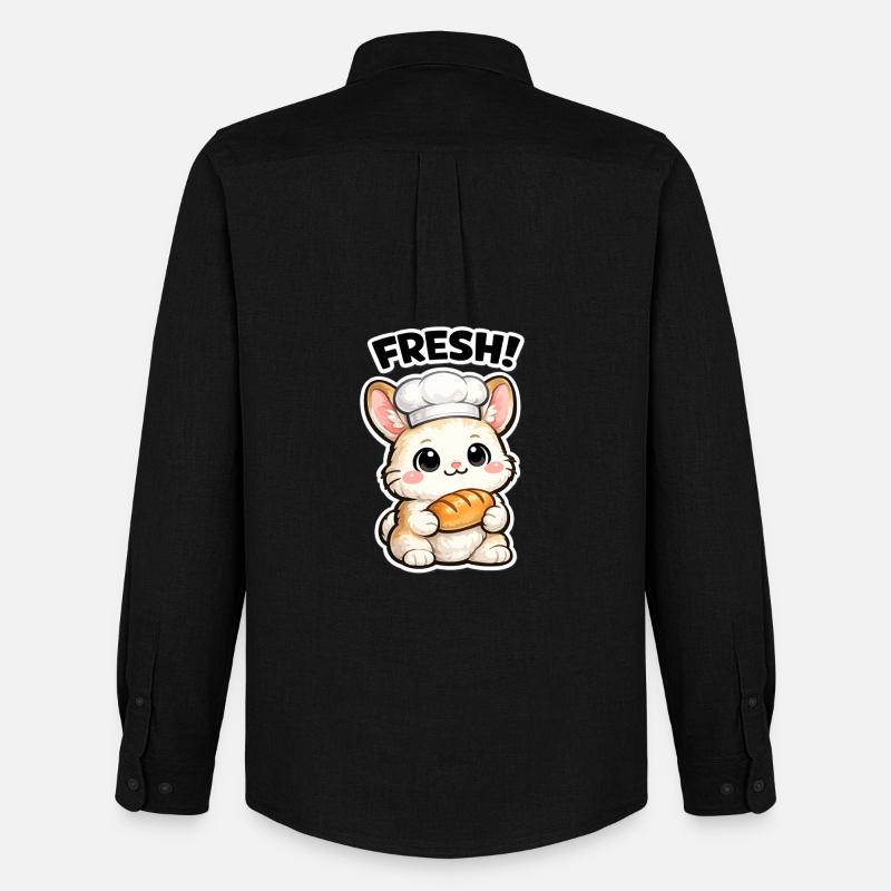 Kitchen bunny with fresh bread - Men's Oxford Shirt by Stanley/Stella - black