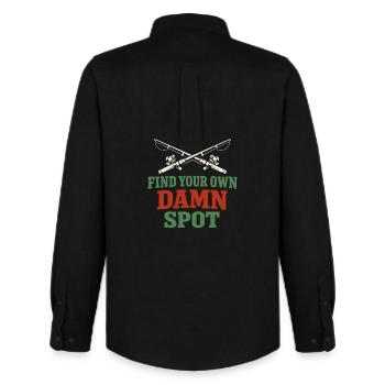 Secret fishing spot – don't ask - Men's Oxford Shirt by Stanley/Stella - black - Back - AI Model Male 185 dark (185cm)