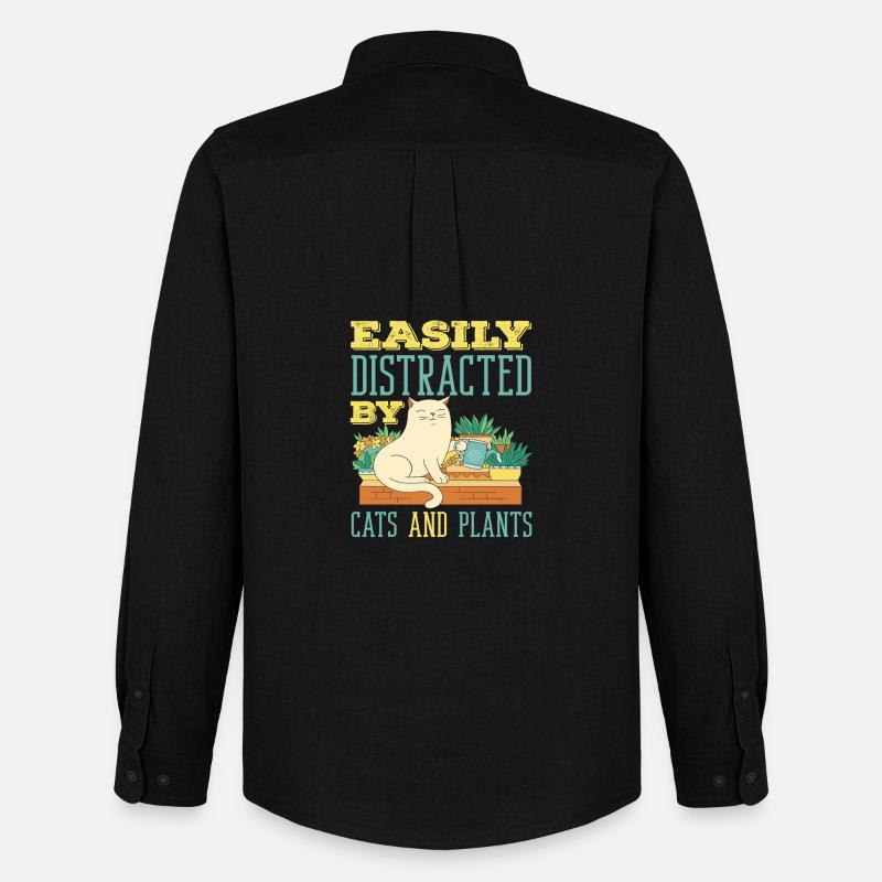 Facilmente distratto da gatti e piante - Stanley/Stella Camicia Oxford uomo - nero