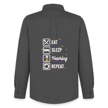 Eat Sleep Carnival Repeat – Beer & Carnival - Men's Oxford Shirt by Stanley/Stella - anthracite - Back - AI Model Male 185 dark (185cm)
