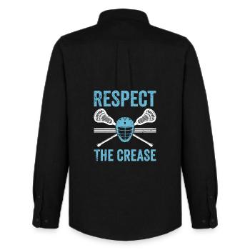 Respect the crease - Männer Oxford Hemd von Stanley/Stella - Schwarz - Hinten - AI Model Male 185 dark (185cm)