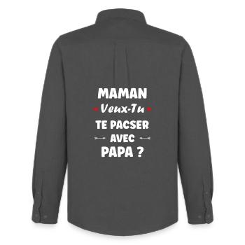Mom PACS you with dad - Men's Oxford Shirt by Stanley/Stella - anthracite - Back - AI Model Male 185 dark (185cm)