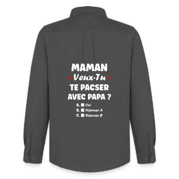 Maman Veux-Tu Te Pacser Avec Papa - Chemise Oxford homme Stanley/Stella - charbon - Dos - AI Model Male 185 dark (185cm)