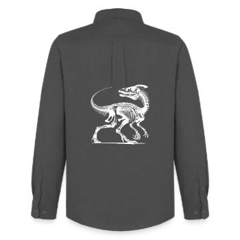 Dinosaure Raptor avec des os de colonne vertébrale - Chemise Oxford homme Stanley/Stella - charbon - Dos - AI Model Male 185 dark (185cm)