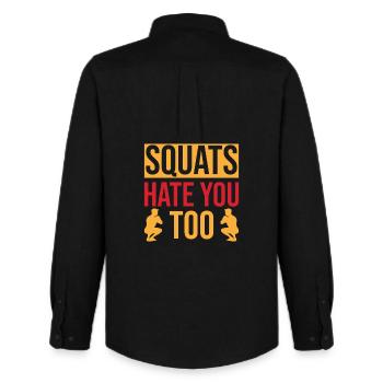Fitness Fanatics Squats Hate You Too Calisthenics - Männer Oxford Hemd von Stanley/Stella - Schwarz - Hinten - AI Model Male 185 dark (185cm)