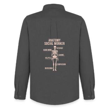 Social Worker Quote Anatomy Social Work - Men's Oxford Shirt by Stanley/Stella - anthracite - Back - AI Model Male 185 dark (185cm)