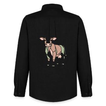 Geometrische Kuh Low Poly Modern - Männer Oxford Hemd von Stanley/Stella - Schwarz - Hinten - AI Model Male 185 dark (185cm)