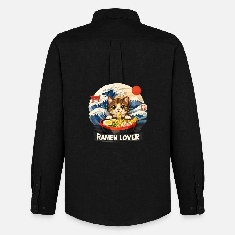 Katze Ramen Anime - Männer Oxford Hemd von Stanley/Stella - Schwarz