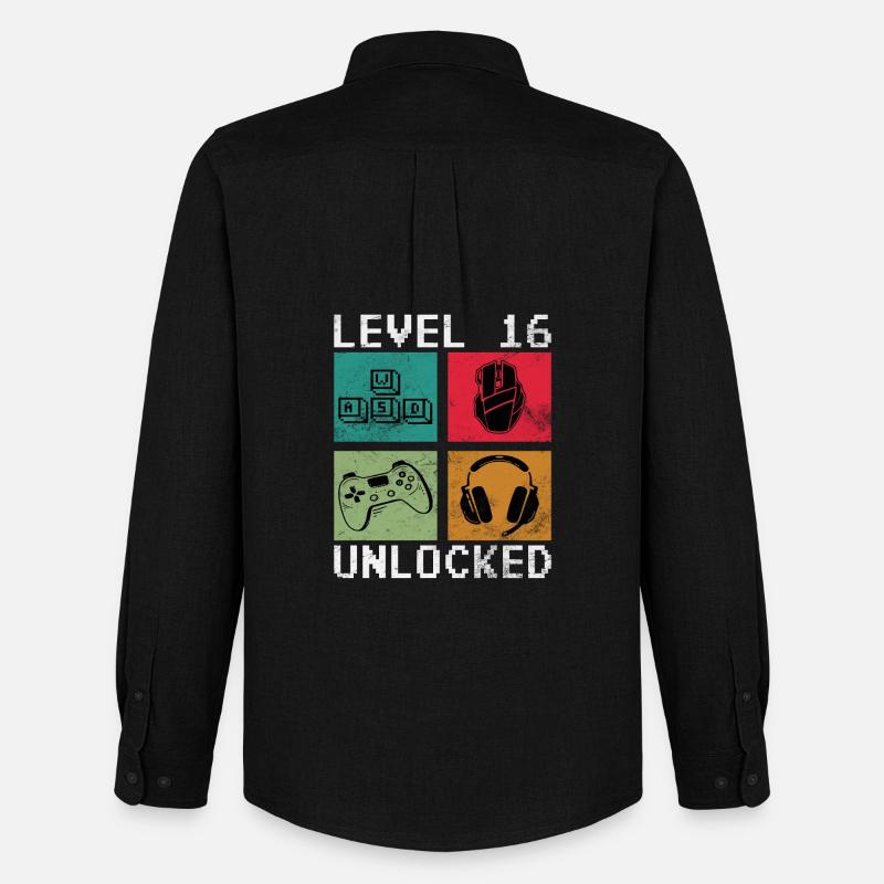 Level 16 freigeschaltet - Männer Oxford Hemd von Stanley/Stella - Schwarz