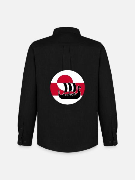 Greenland Flag Longship Design - Men's Oxford Shirt by Stanley/Stella - black