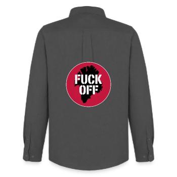 Verpiss dich! - Grönland / Grønland - Männer Oxford Hemd von Stanley/Stella - Anthrazit - Hinten - AI Model Male 185 dark (185cm)