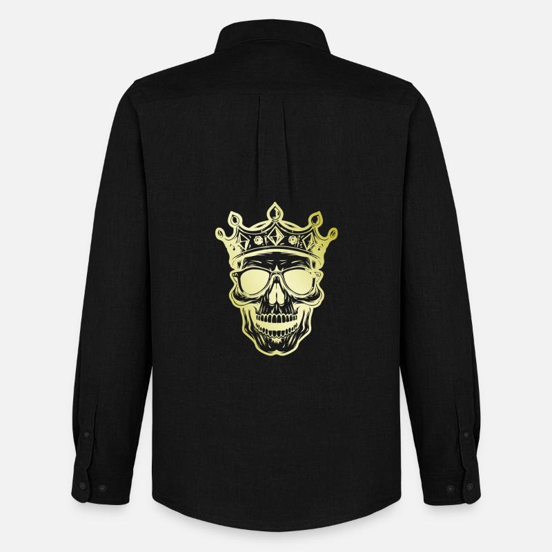 Totenkopf König Krone - Männer Oxford Hemd von Stanley/Stella - Schwarz