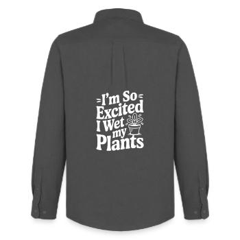 I'm So Excited I Wet my Pants - Men's Oxford Shirt by Stanley/Stella - anthracite - Back - AI Model Male 185 dark (185cm)