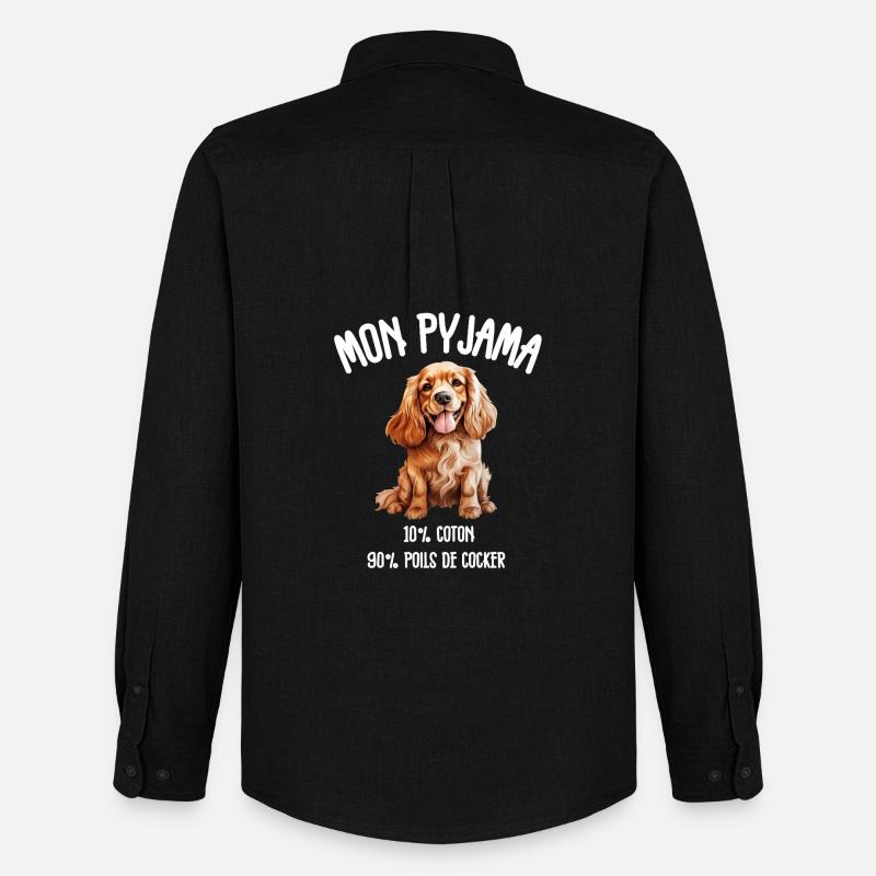 Cocker Spaniel Hundehaar-Pyjamas - Männer Oxford Hemd von Stanley/Stella - Schwarz