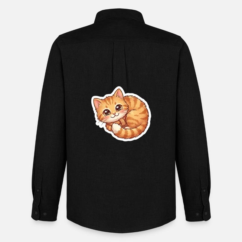 Gemütlicher orangefarbener Katzenschal - Männer Oxford Hemd von Stanley/Stella - Schwarz