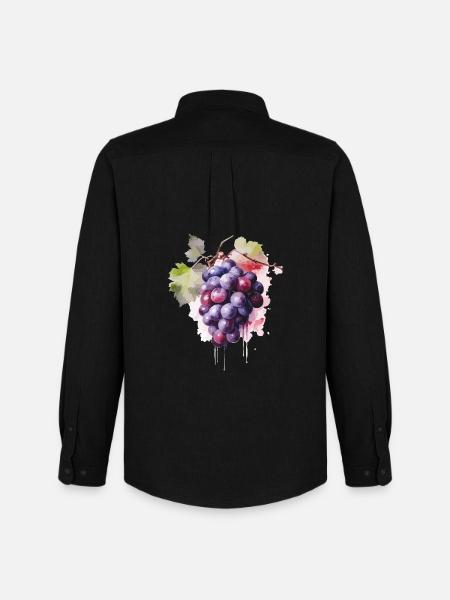 Raisins Aquarelle - Chemise Oxford homme Stanley/Stella - noir