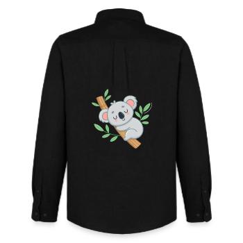 Dreamy Koala on Tropical Branch - Men's Oxford Shirt by Stanley/Stella - black - Back - AI Model Male 185 dark (185cm)