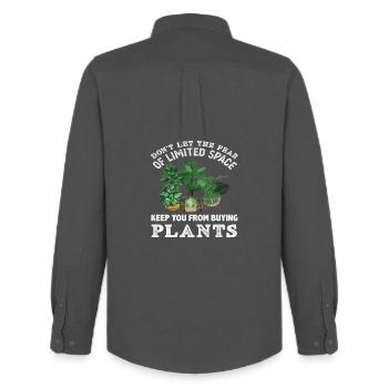 Les amoureux des plantes achètent plus de plantes Jardiniers - Chemise Oxford homme Stanley/Stella - charbon - Dos - AI Model Male 185 dark (185cm)