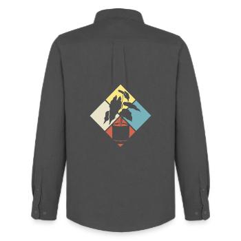 Retro Plant Lover Plants Succulents - Men's Oxford Shirt by Stanley/Stella - anthracite - Back - AI Model Male 185 dark (185cm)