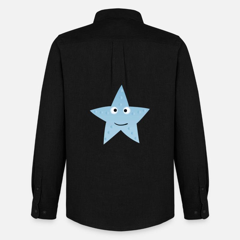 Kawaii Blauer Stern mit Gesicht - Männer Oxford Hemd von Stanley/Stella - Schwarz