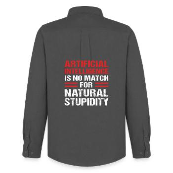 Artificial Intelligence GPT - Men's Oxford Shirt by Stanley/Stella - anthracite - Back - AI Model Male 185 dark (185cm)
