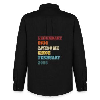 February 2006 Birthday Legend - Men's Oxford Shirt by Stanley/Stella - black - Back - AI Model Male 185 dark (185cm)