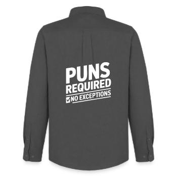 Puns Required Word Games - Men's Oxford Shirt by Stanley/Stella - anthracite - Back - AI Model Male 185 dark (185cm)